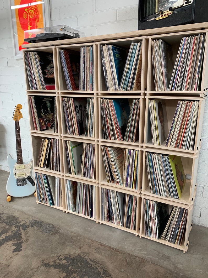 FULL STACK Record Storage | 16 Boxes, each holds 60-70 LPs – 6x6 Design Build