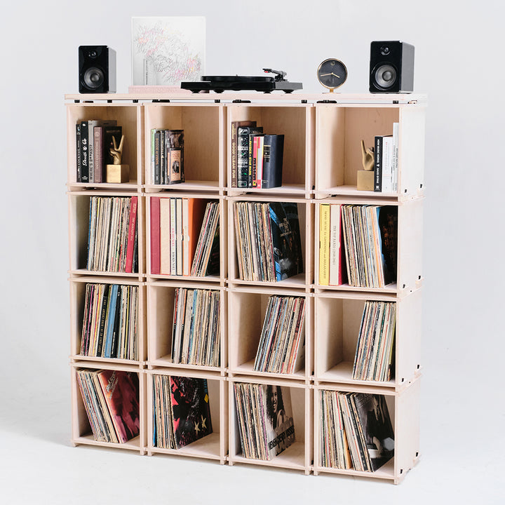 FULL STACK Modular Record Storage  16 Boxes, each holds 60-70 LPs – 6x6  Design Build